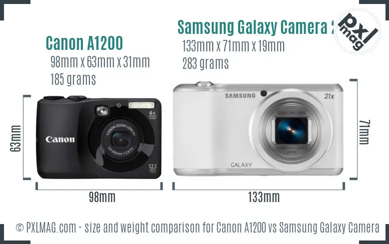 Canon A1200 vs Samsung Galaxy Camera 2 size comparison Canon A1200 vs Samsung Galaxy Camera 2 size comparison