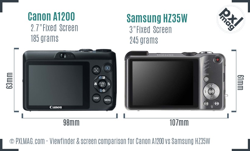 Canon A1200 vs Samsung HZ35W Screen and Viewfinder comparison