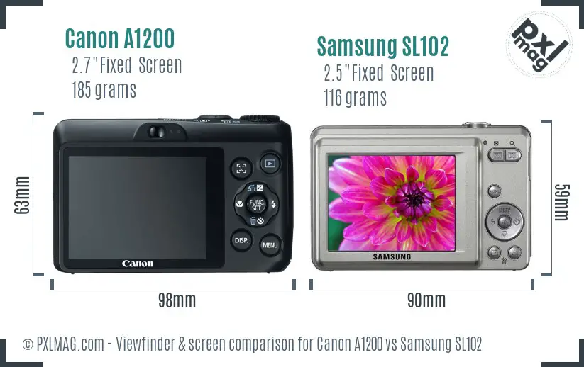 Canon A1200 vs Samsung SL102 Screen and Viewfinder comparison