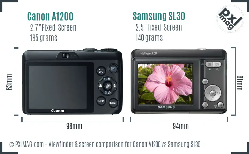 Canon A1200 vs Samsung SL30 Screen and Viewfinder comparison Canon A1200 vs Samsung SL30 Screen and Viewfinder comparison