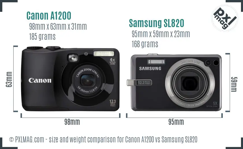 Canon A1200 vs Samsung SL820 size comparison Canon A1200 vs Samsung SL820 size comparison