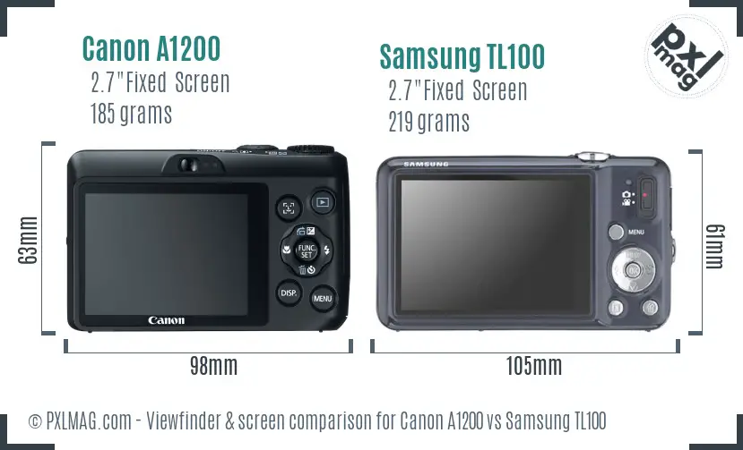 Canon A1200 vs Samsung TL100 Screen and Viewfinder comparison Canon A1200 vs Samsung TL100 Screen and Viewfinder comparison