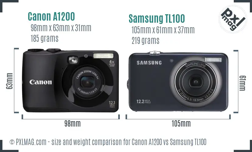 Canon A1200 vs Samsung TL100 size comparison Canon A1200 vs Samsung TL100 size comparison