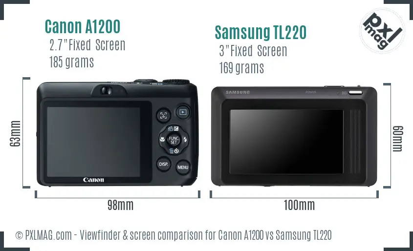 Canon A1200 vs Samsung TL220 Screen and Viewfinder comparison