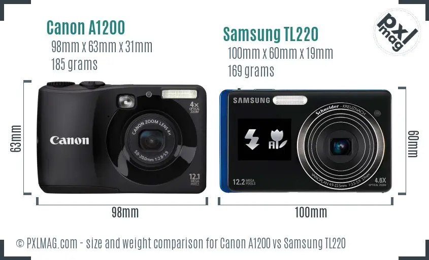 Canon A1200 vs Samsung TL220 size comparison Canon A1200 vs Samsung TL220 size comparison