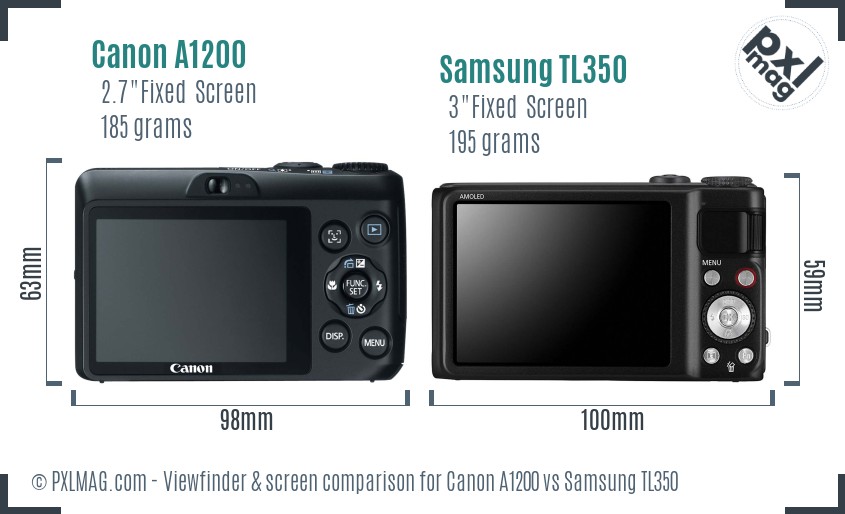 Canon A1200 vs Samsung TL350 Screen and Viewfinder comparison