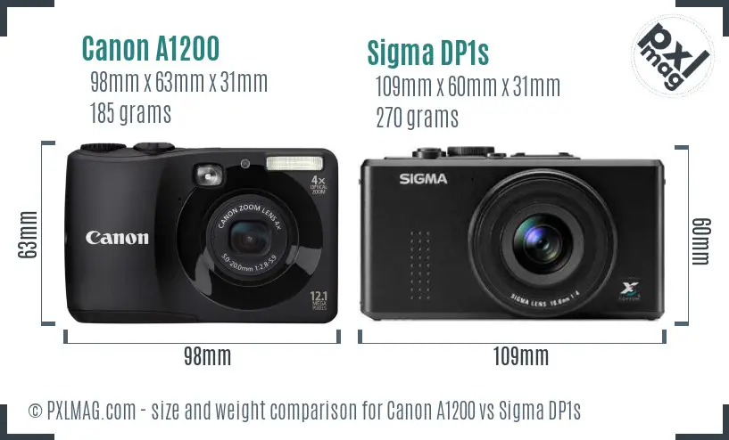 Canon A1200 vs Sigma DP1s size comparison
