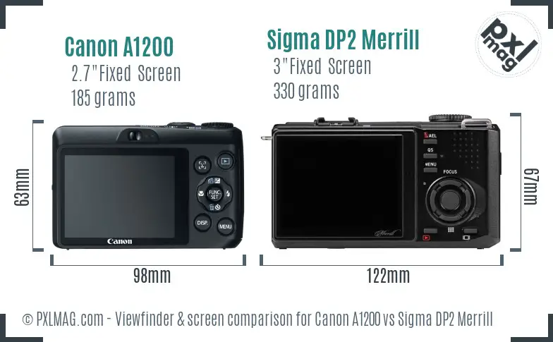 Canon A1200 vs Sigma DP2 Merrill Screen and Viewfinder comparison