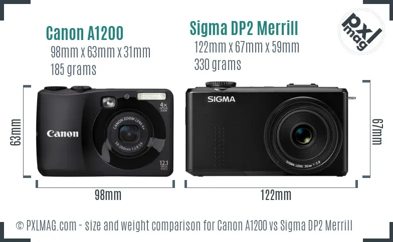 Canon A1200 vs Sigma DP2 Merrill size comparison