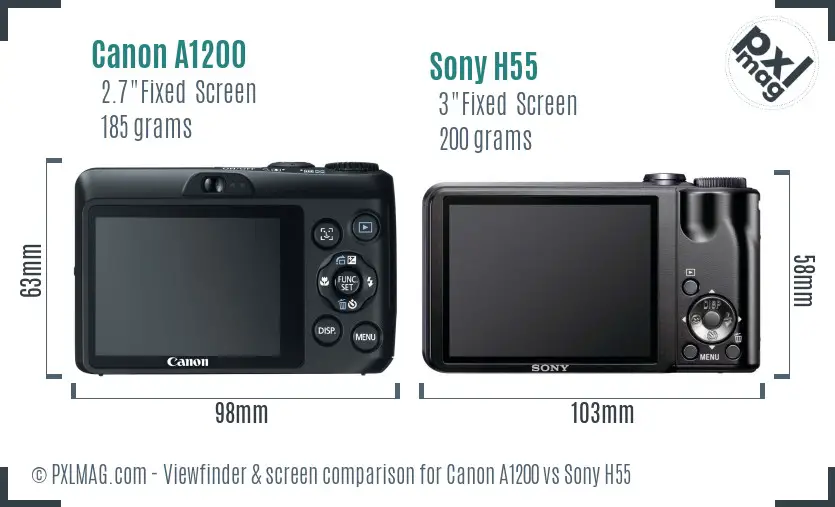 Canon A1200 vs Sony H55 Screen and Viewfinder comparison