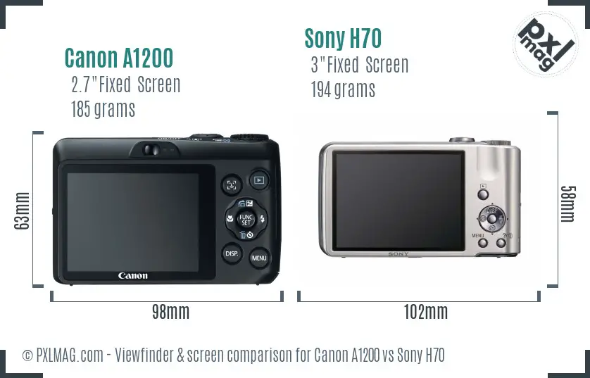 Canon A1200 vs Sony H70 Screen and Viewfinder comparison