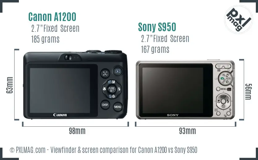 Canon A1200 vs Sony S950 Screen and Viewfinder comparison