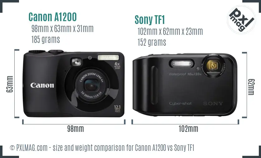 Canon A1200 vs Sony TF1 size comparison Canon A1200 vs Sony TF1 size comparison