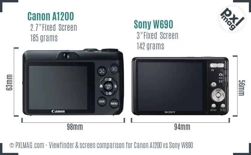 Canon A1200 vs Sony W690 Screen and Viewfinder comparison