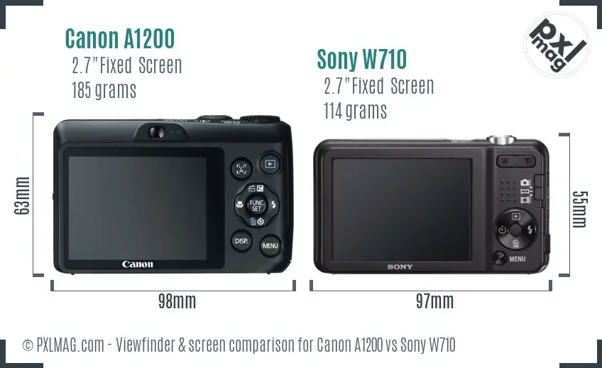 Canon A1200 vs Sony W710 Screen and Viewfinder comparison