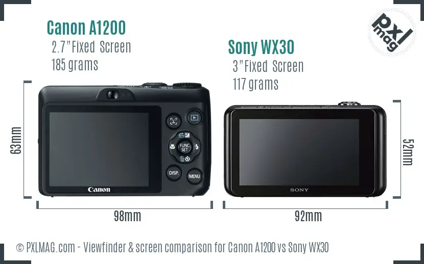 Canon A1200 vs Sony WX30 Screen and Viewfinder comparison Canon A1200 vs Sony WX30 Screen and Viewfinder comparison