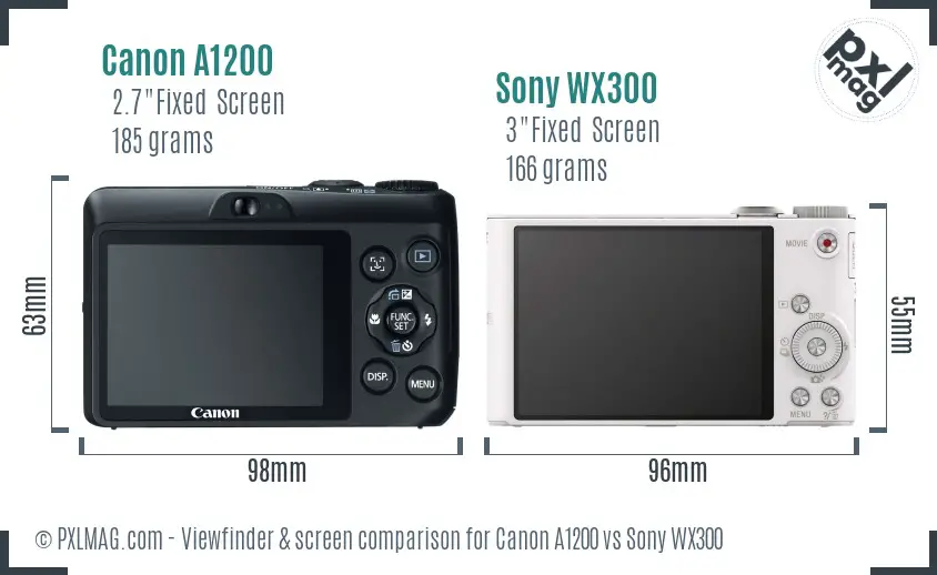 Canon A1200 vs Sony WX300 Screen and Viewfinder comparison Canon A1200 vs Sony WX300 Screen and Viewfinder comparison