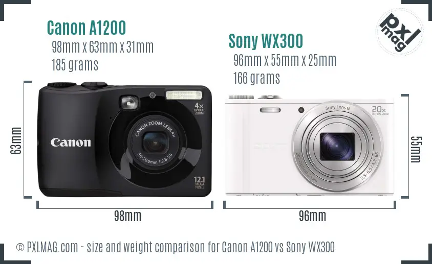 Canon A1200 vs Sony WX300 size comparison Canon A1200 vs Sony WX300 size comparison