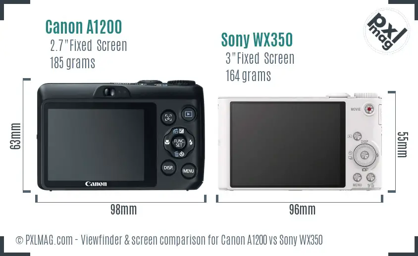 Canon A1200 vs Sony WX350 Screen and Viewfinder comparison