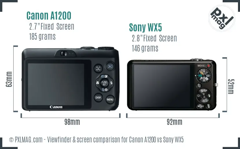 Canon A1200 vs Sony WX5 Screen and Viewfinder comparison
