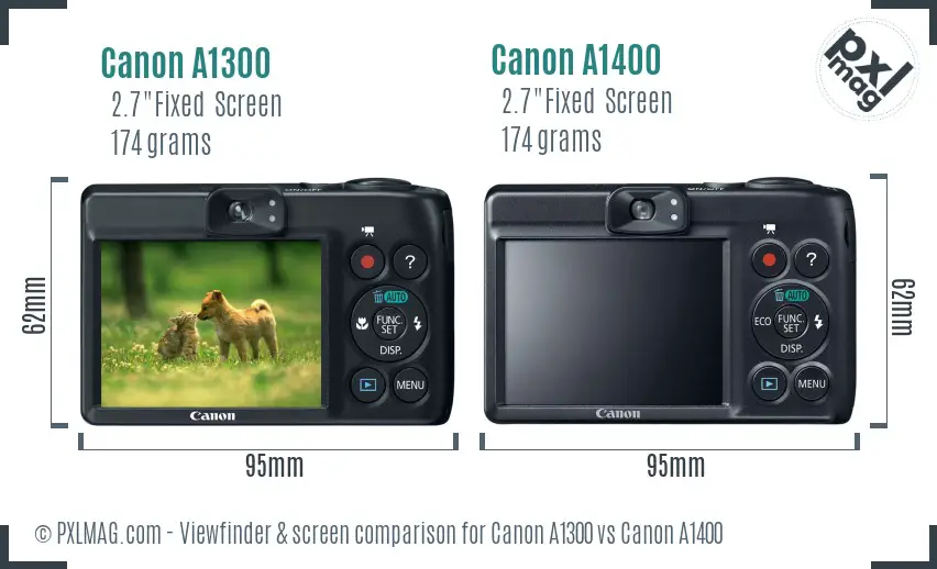 Canon A1300 vs Canon A1400 Screen and Viewfinder comparison
