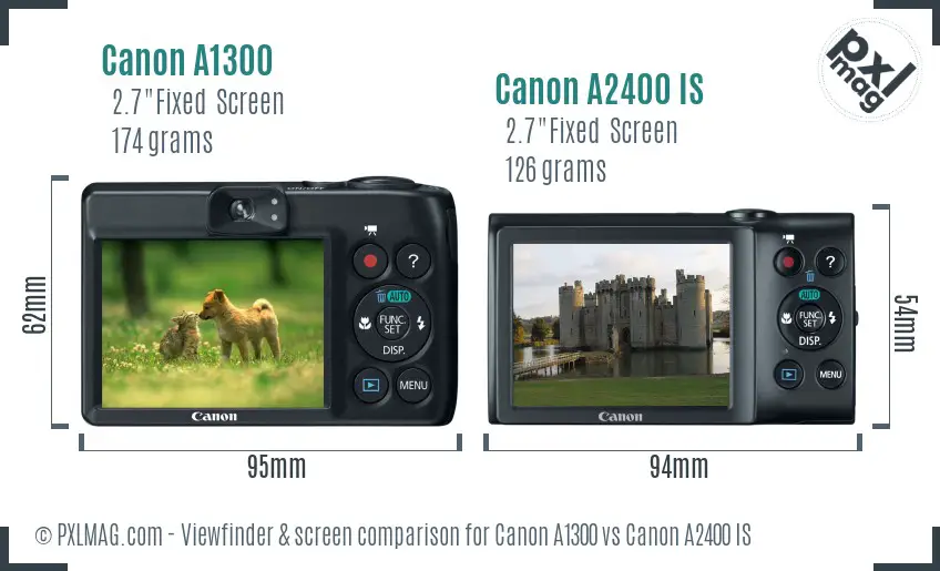 Canon A1300 vs Canon A2400 IS Screen and Viewfinder comparison