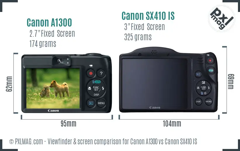 Canon A1300 vs Canon SX410 IS Screen and Viewfinder comparison Canon A1300 vs Canon SX410 IS Screen and Viewfinder comparison