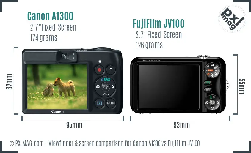 Canon A1300 vs FujiFilm JV100 Screen and Viewfinder comparison