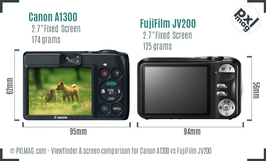 Canon A1300 vs FujiFilm JV200 Screen and Viewfinder comparison