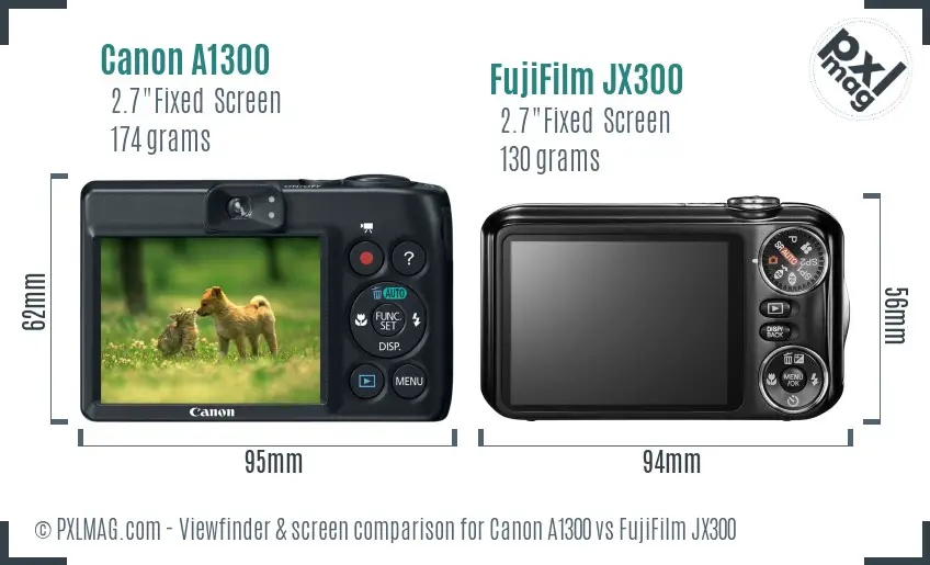 Canon A1300 vs FujiFilm JX300 Screen and Viewfinder comparison Canon A1300 vs FujiFilm JX300 Screen and Viewfinder comparison