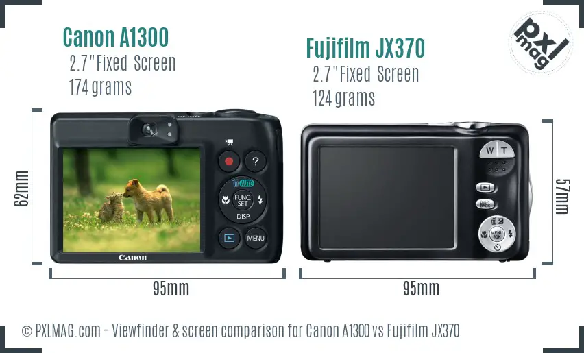 Canon A1300 vs Fujifilm JX370 Screen and Viewfinder comparison