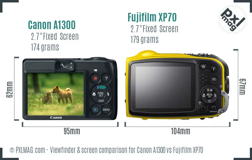 Canon A1300 vs Fujifilm XP70 Screen and Viewfinder comparison Canon A1300 vs Fujifilm XP70 Screen and Viewfinder comparison