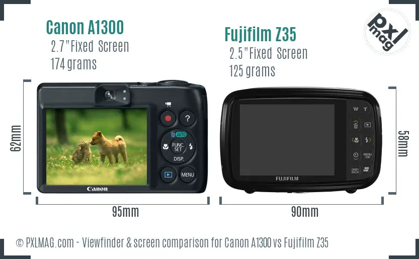 Canon A1300 vs Fujifilm Z35 Screen and Viewfinder comparison
