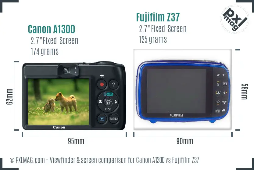 Canon A1300 vs Fujifilm Z37 Screen and Viewfinder comparison