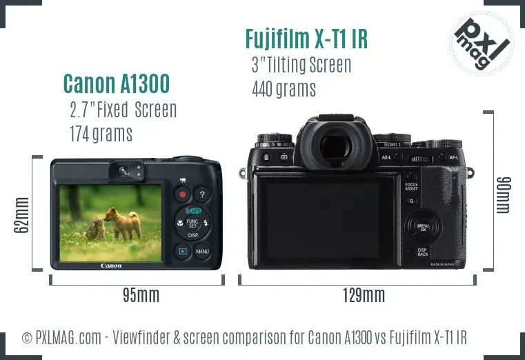 Canon A1300 vs Fujifilm X-T1 IR Screen and Viewfinder comparison