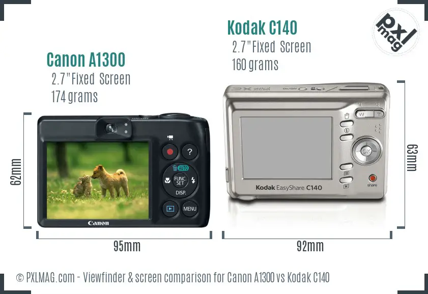 Canon A1300 vs Kodak C140 Screen and Viewfinder comparison Canon A1300 vs Kodak C140 Screen and Viewfinder comparison