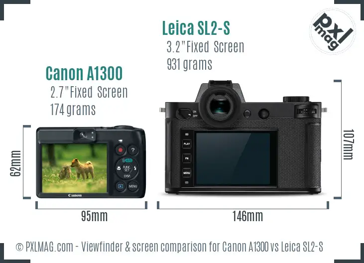 Canon A1300 vs Leica SL2-S Screen and Viewfinder comparison