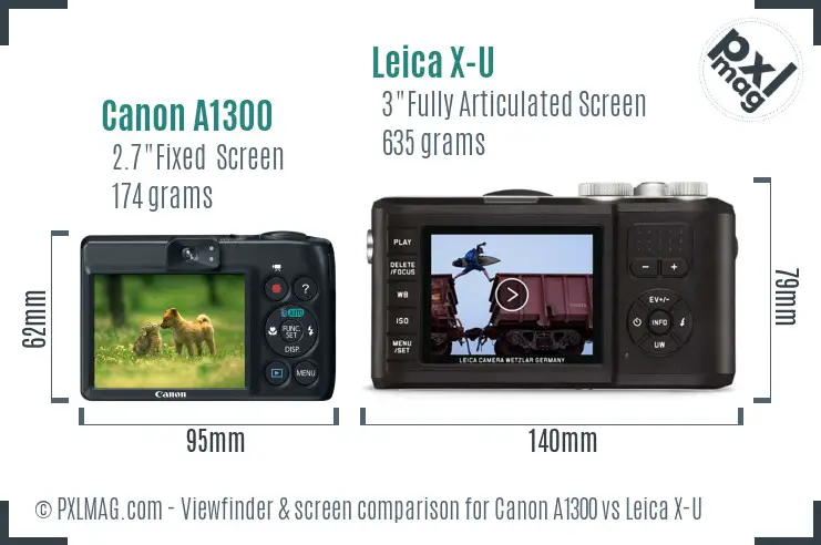 Canon A1300 vs Leica X-U Screen and Viewfinder comparison