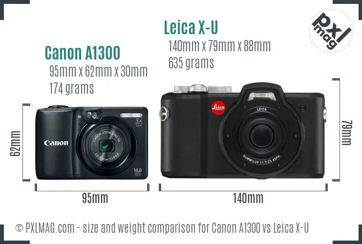 Canon A1300 vs Leica X-U size comparison