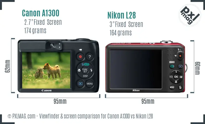 Canon A1300 vs Nikon L28 Screen and Viewfinder comparison Canon A1300 vs Nikon L28 Screen and Viewfinder comparison