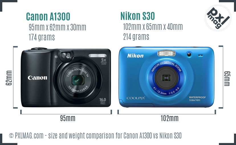 Canon A1300 vs Nikon S30 size comparison Canon A1300 vs Nikon S30 size comparison