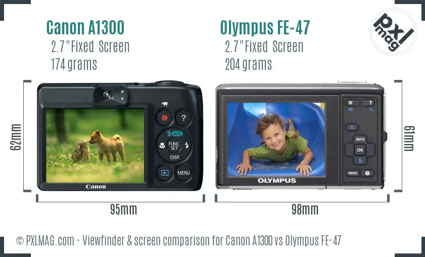 Canon A1300 vs Olympus FE-47 Screen and Viewfinder comparison Canon A1300 vs Olympus FE-47 Screen and Viewfinder comparison
