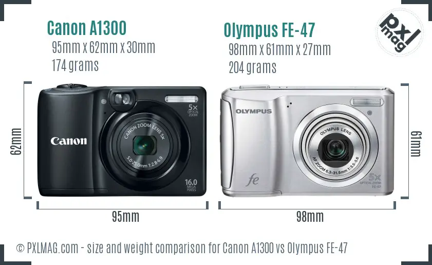 Canon A1300 vs Olympus FE-47 size comparison Canon A1300 vs Olympus FE-47 size comparison