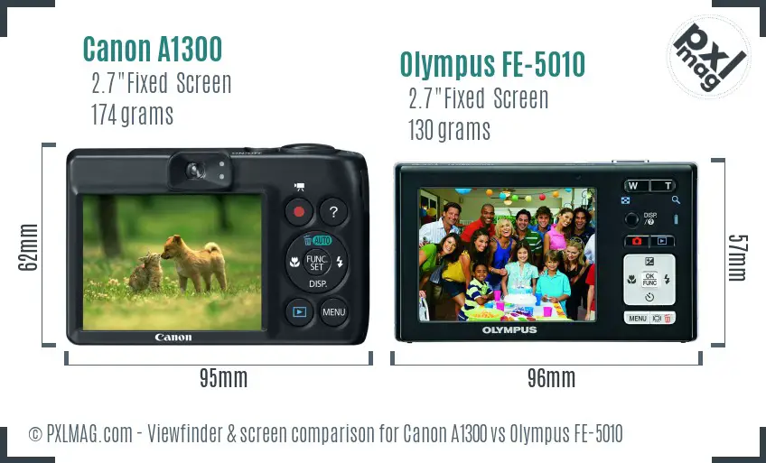 Canon A1300 vs Olympus FE-5010 Screen and Viewfinder comparison Canon A1300 vs Olympus FE-5010 Screen and Viewfinder comparison