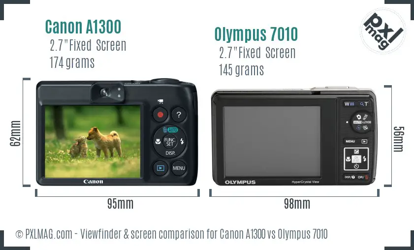 Canon A1300 vs Olympus 7010 Screen and Viewfinder comparison