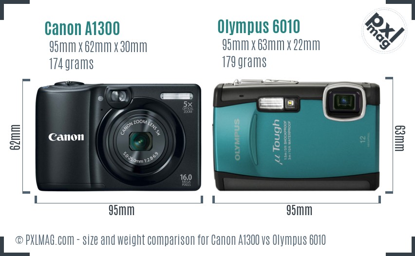 Canon A1300 vs Olympus 6010 size comparison Canon A1300 vs Olympus 6010 size comparison