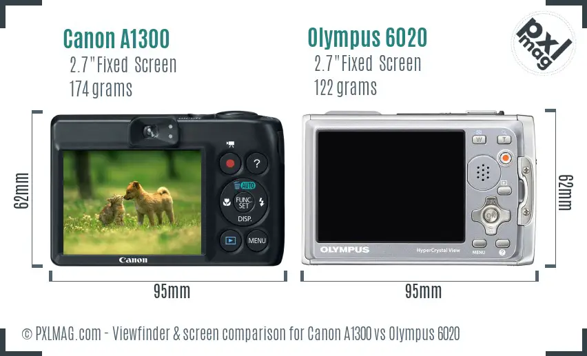 Canon A1300 vs Olympus 6020 Screen and Viewfinder comparison Canon A1300 vs Olympus 6020 Screen and Viewfinder comparison