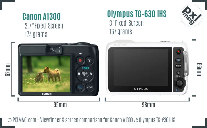 Canon A1300 vs Olympus TG-630 iHS Screen and Viewfinder comparison Canon A1300 vs Olympus TG-630 iHS Screen and Viewfinder comparison