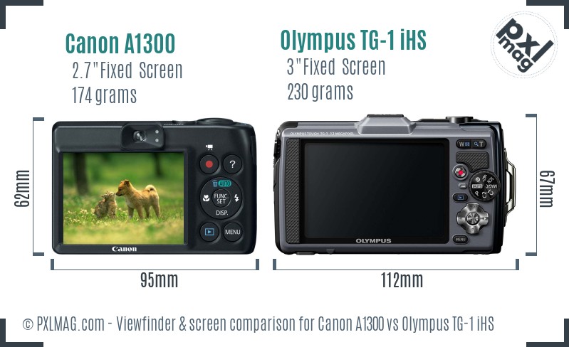 Canon A1300 vs Olympus TG-1 iHS Screen and Viewfinder comparison