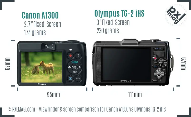 Canon A1300 vs Olympus TG-2 iHS Screen and Viewfinder comparison